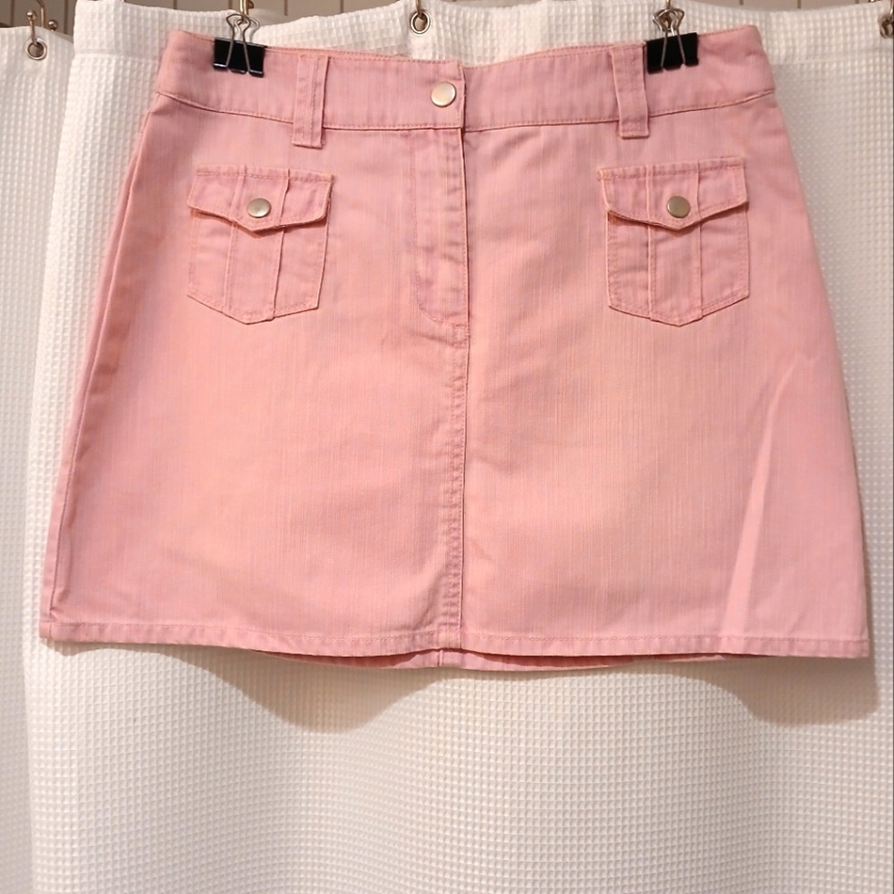 Bubble Gum Pink Dorothy Perkins Denim Skirt Size 14